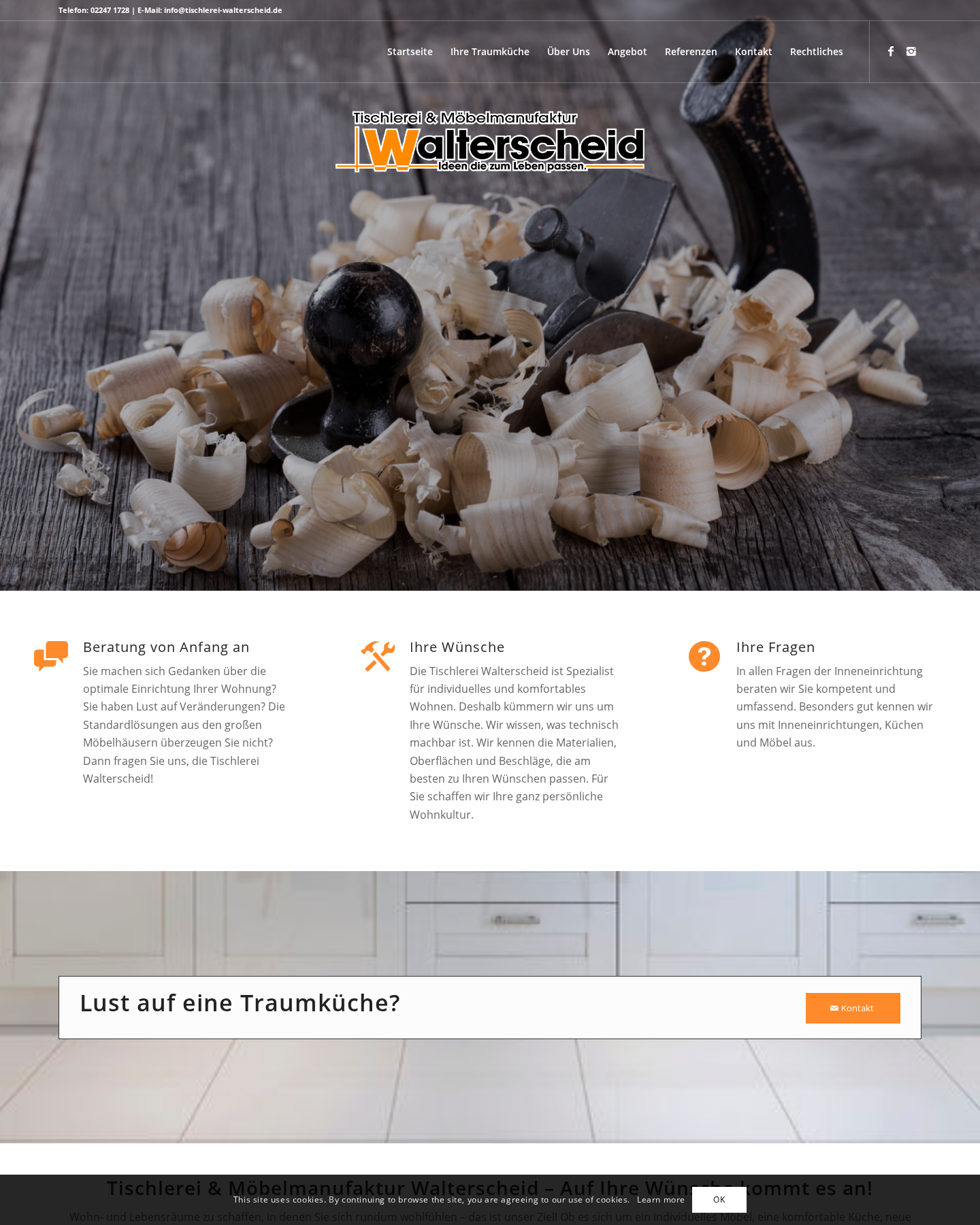 Screenshot der Website Tischlerei Walterscheid